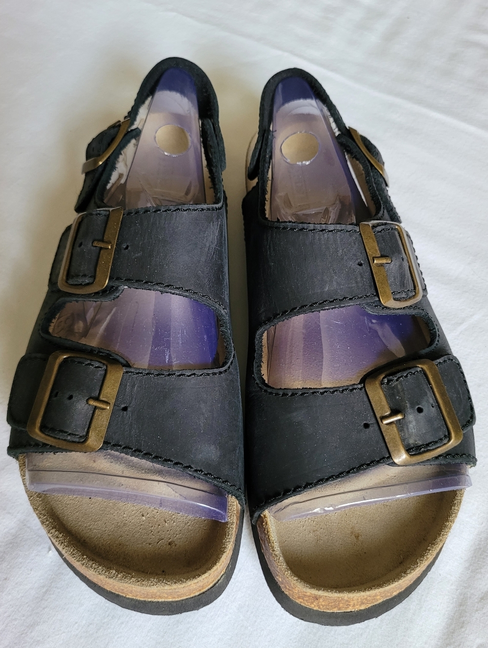 Lands End Women’s Suede Berkenstock-Style Buckle Sandals - Sz 8, Black, EUC
